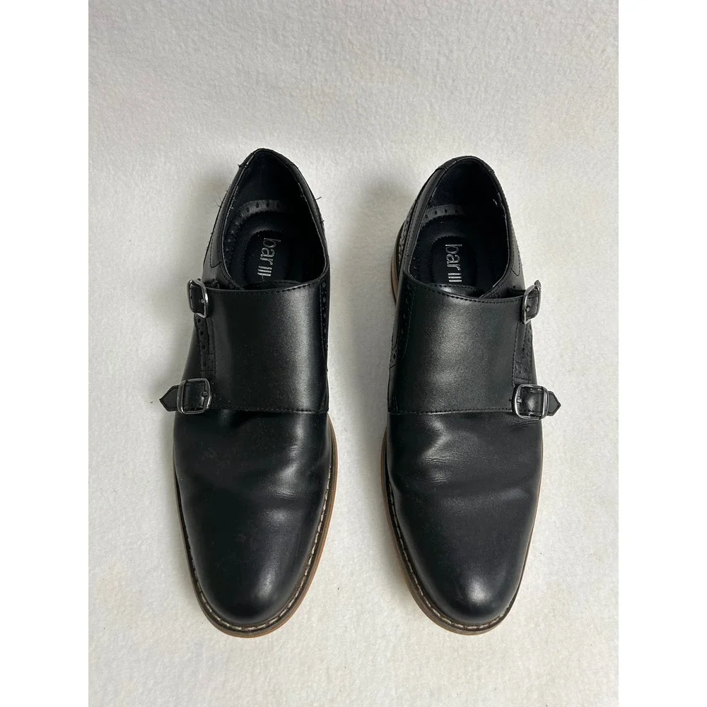 Dark Academia Bar III Mens 8M Black Jesse Double Monk Strap‎ Brogue Dress Shoes